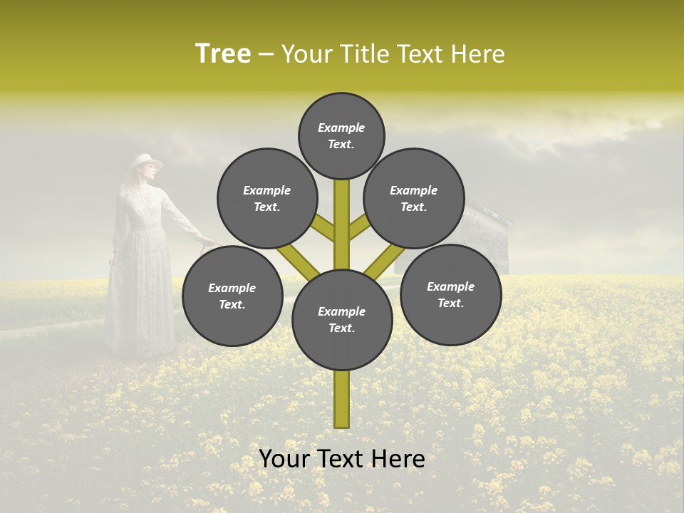 Yellow House Woman PowerPoint Template