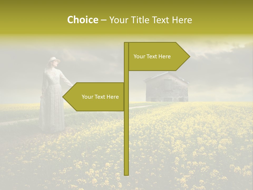 Yellow House Woman PowerPoint Template