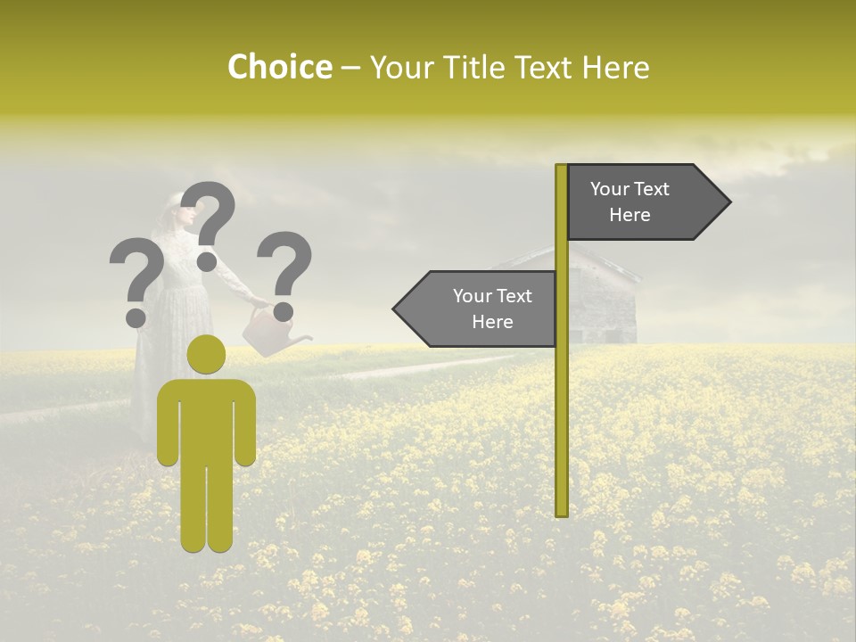 Yellow House Woman PowerPoint Template