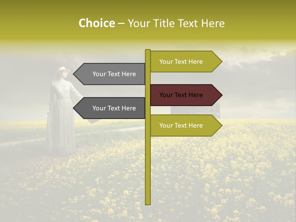 Yellow House Woman PowerPoint Template