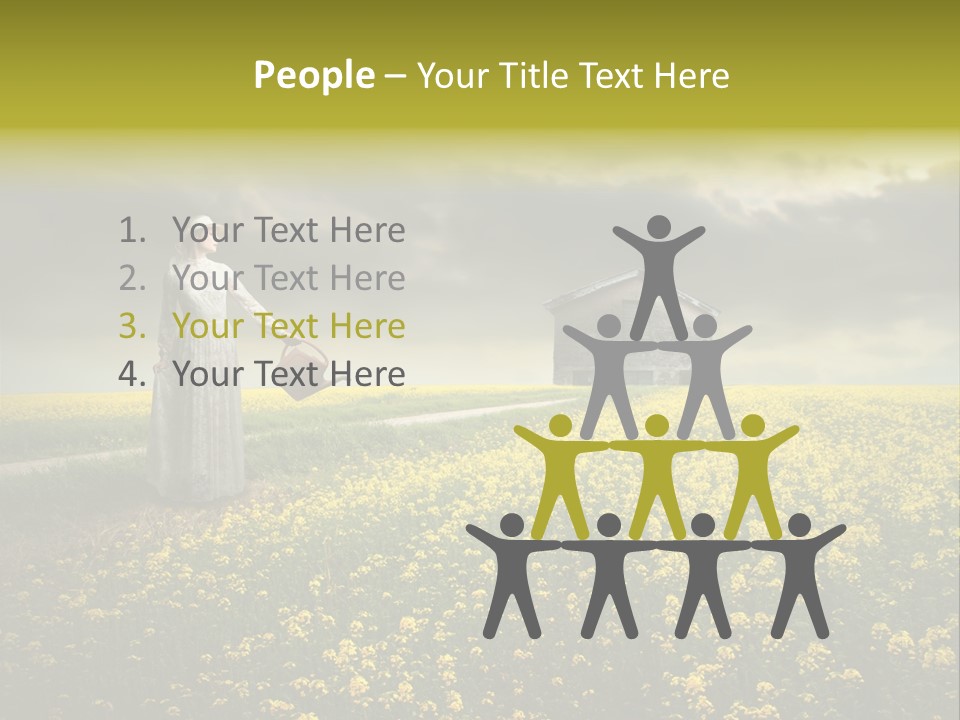 Yellow House Woman PowerPoint Template