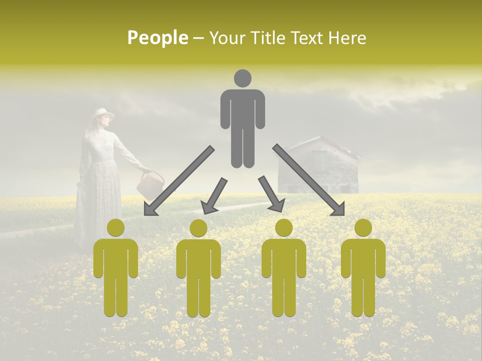 Yellow House Woman PowerPoint Template