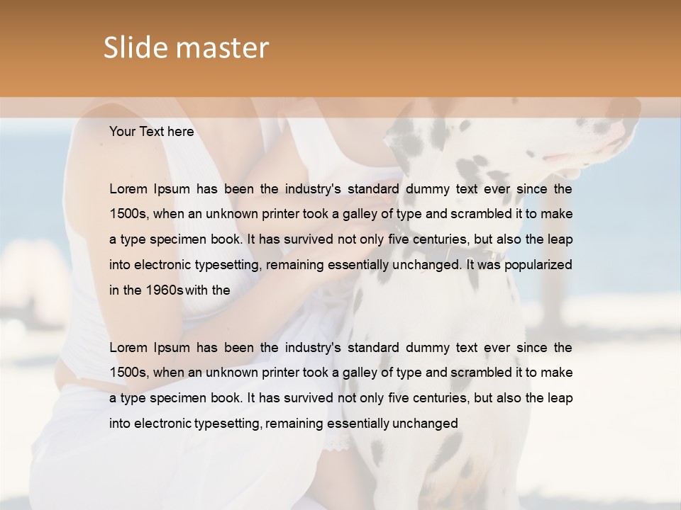 A Woman Holding A Child And A Dalmatian Dog PowerPoint Template