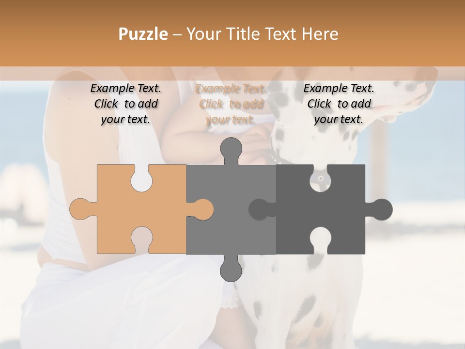 A Woman Holding A Child And A Dalmatian Dog PowerPoint Template