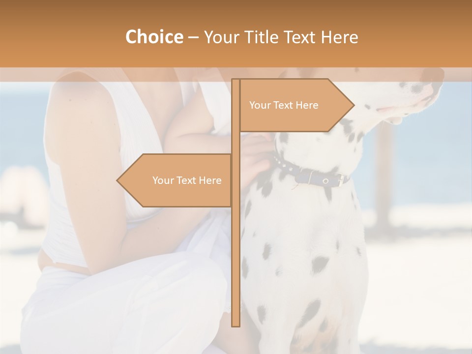 A Woman Holding A Child And A Dalmatian Dog PowerPoint Template