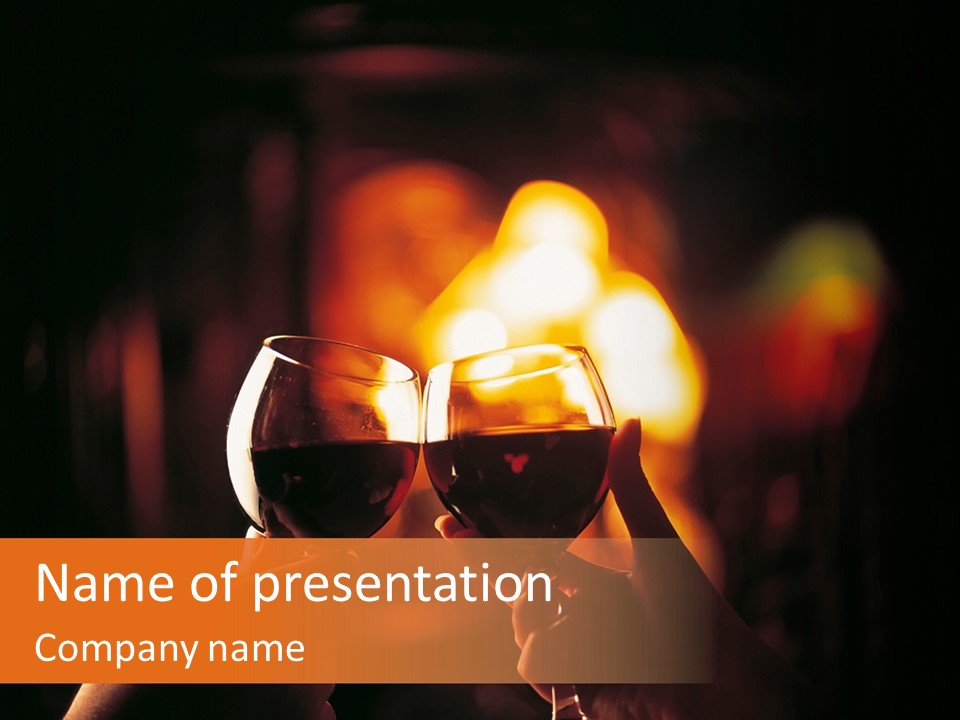 Two Glasses Of Wine Being Toasted By A Person PowerPoint Template
