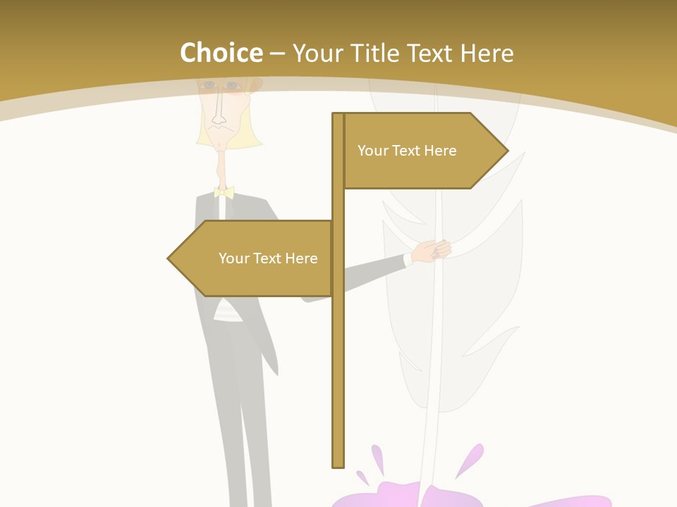 A Man In A Suit Holding A Feather Powerpoint Presentation PowerPoint Template