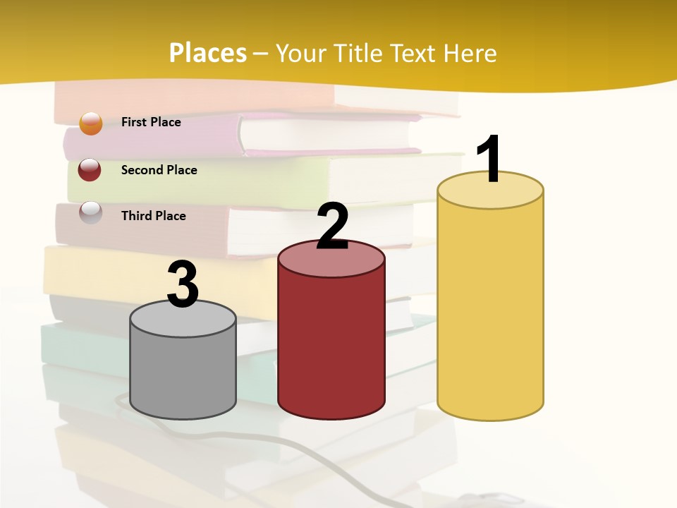 A Computer Mouse Sitting On Top Of A Pile Of Books PowerPoint Template