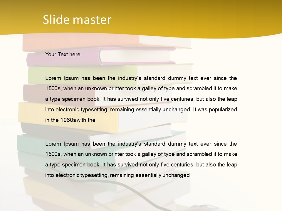 A Computer Mouse Sitting On Top Of A Pile Of Books PowerPoint Template