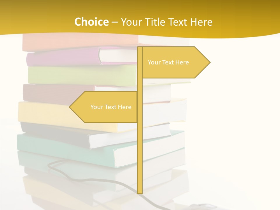 A Computer Mouse Sitting On Top Of A Pile Of Books PowerPoint Template