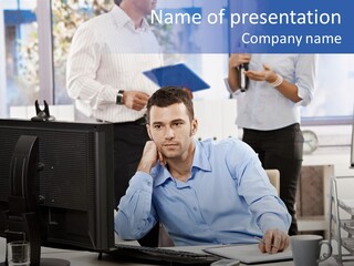 Male Associates Monitor PowerPoint Template