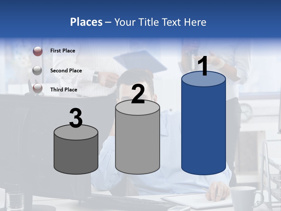 Male Associates Monitor PowerPoint Template
