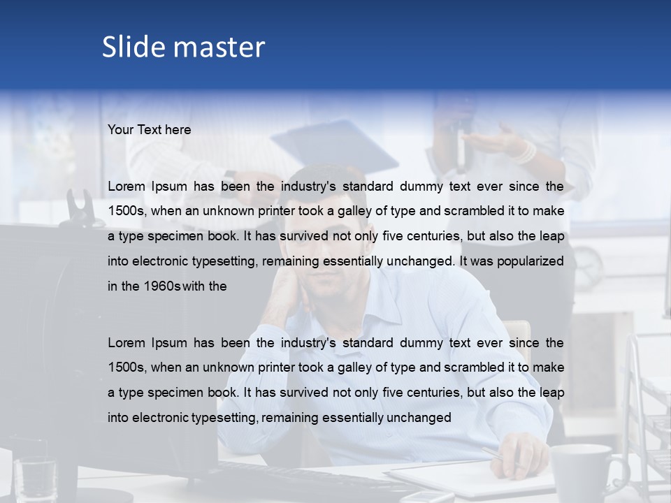 Male Associates Monitor PowerPoint Template