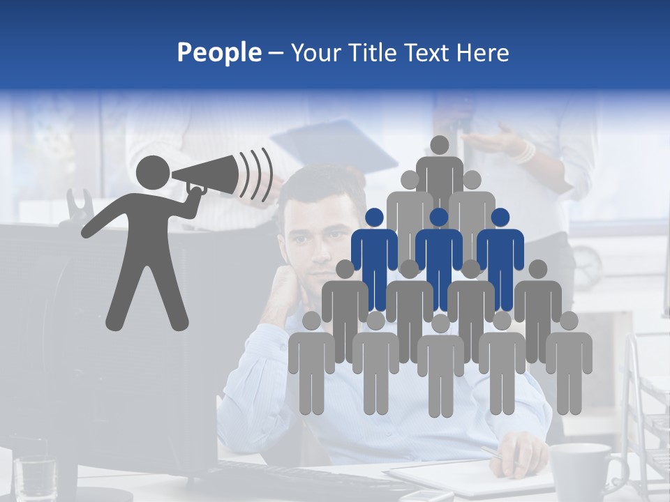 Male Associates Monitor PowerPoint Template