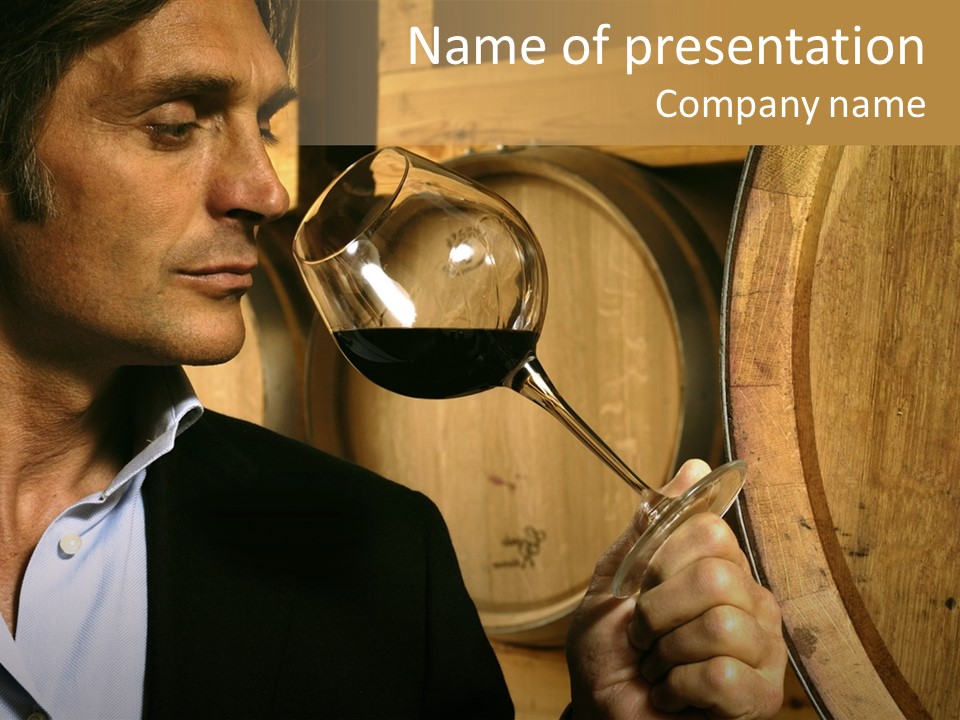 Man Concentration Vineyard PowerPoint Template