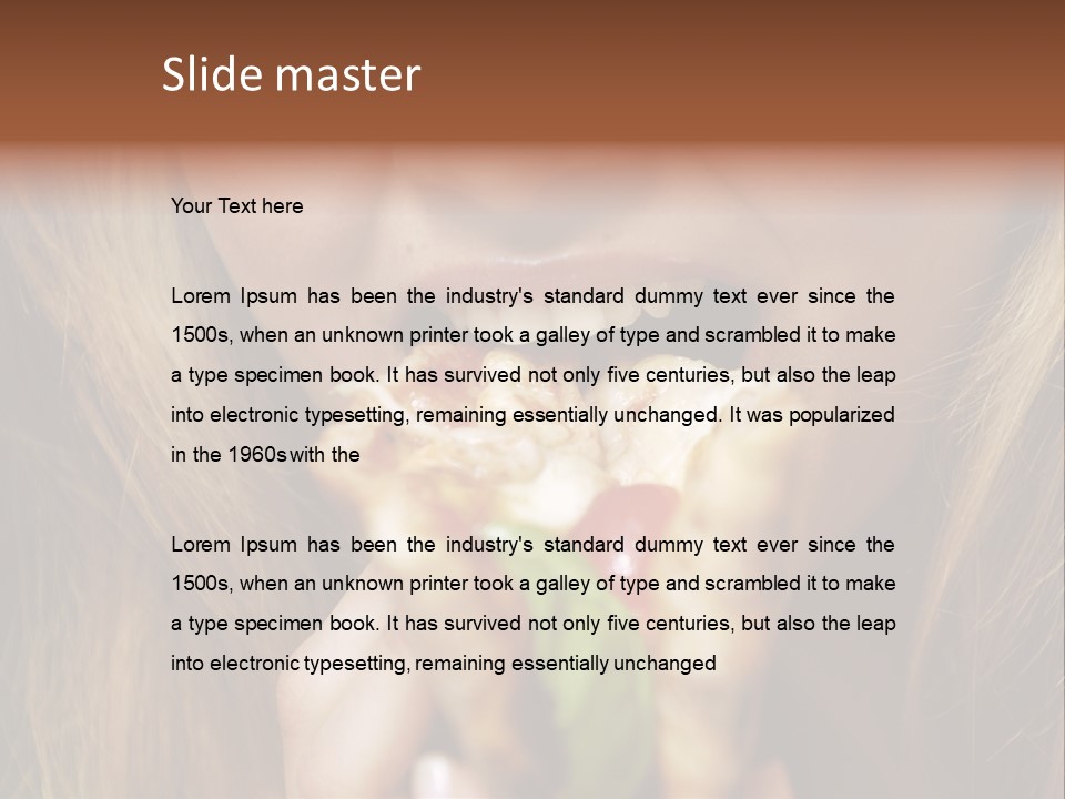 A Woman Eating A Slice Of Pizza With Her Mouth Open PowerPoint Template