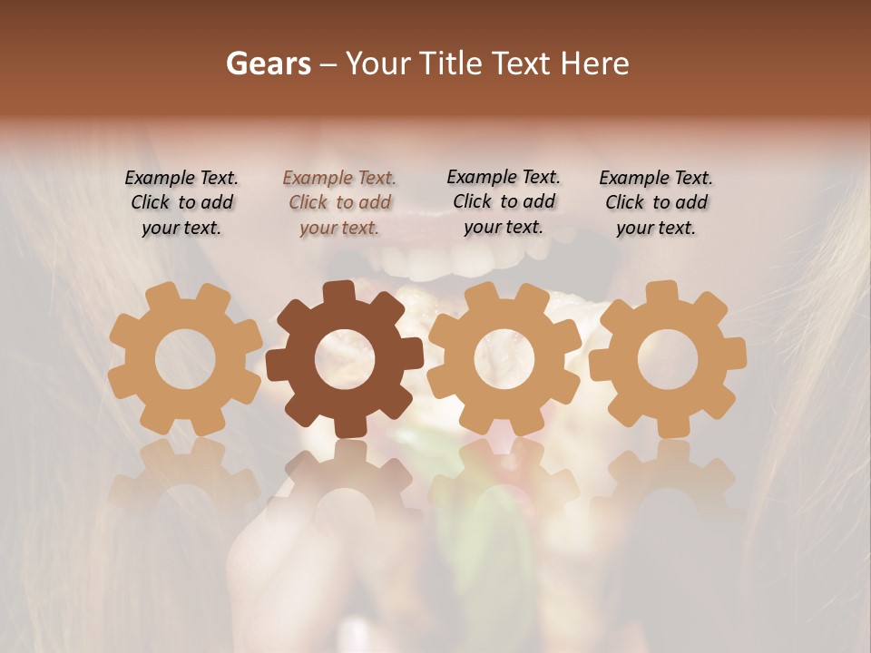 A Woman Eating A Slice Of Pizza With Her Mouth Open PowerPoint Template