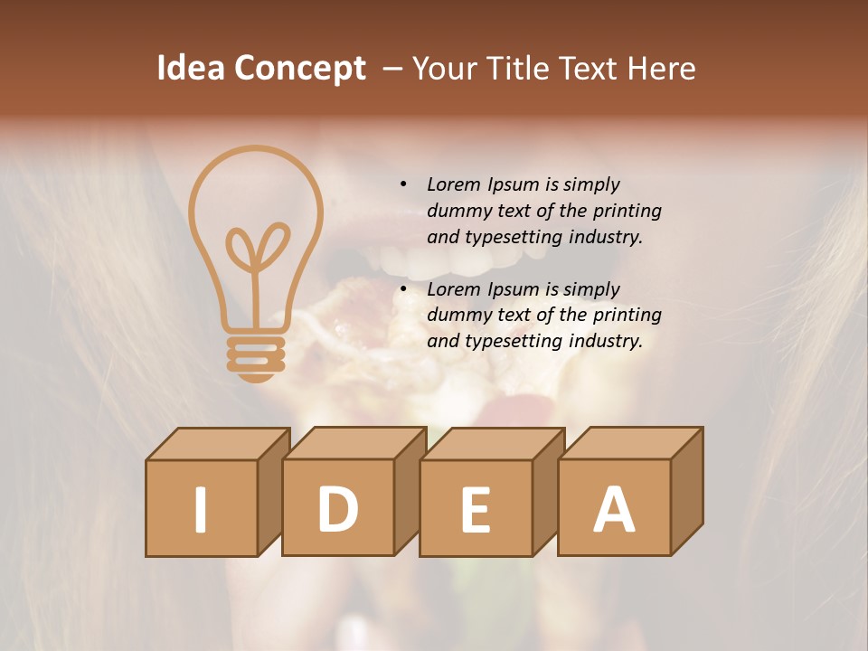 A Woman Eating A Slice Of Pizza With Her Mouth Open PowerPoint Template