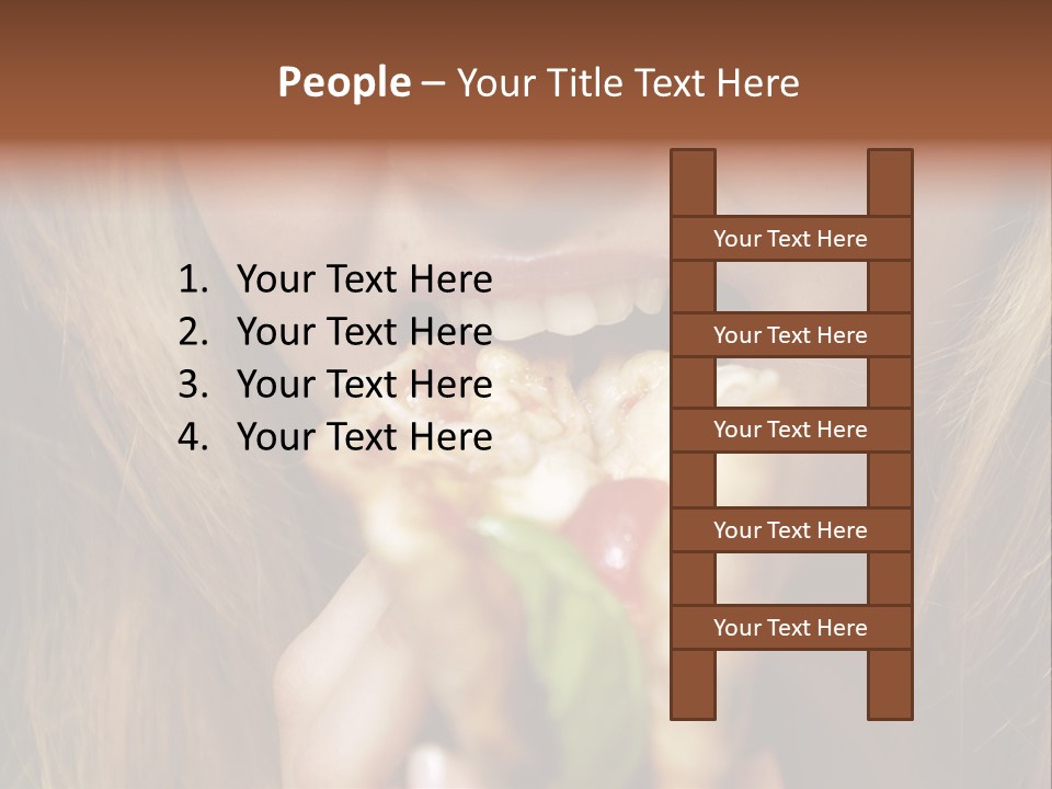 A Woman Eating A Slice Of Pizza With Her Mouth Open PowerPoint Template