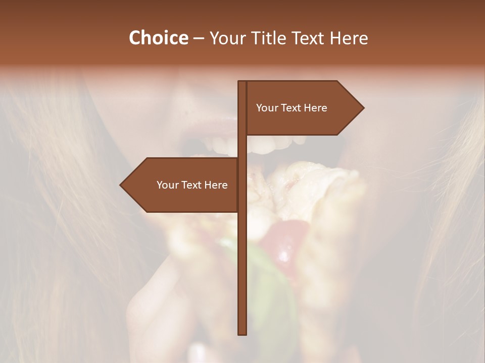 A Woman Eating A Slice Of Pizza With Her Mouth Open PowerPoint Template
