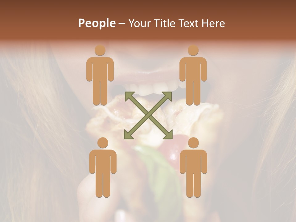 A Woman Eating A Slice Of Pizza With Her Mouth Open PowerPoint Template