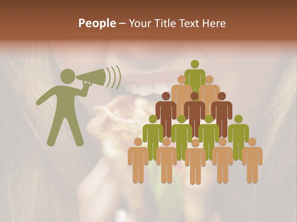 A Woman Eating A Slice Of Pizza With Her Mouth Open PowerPoint Template
