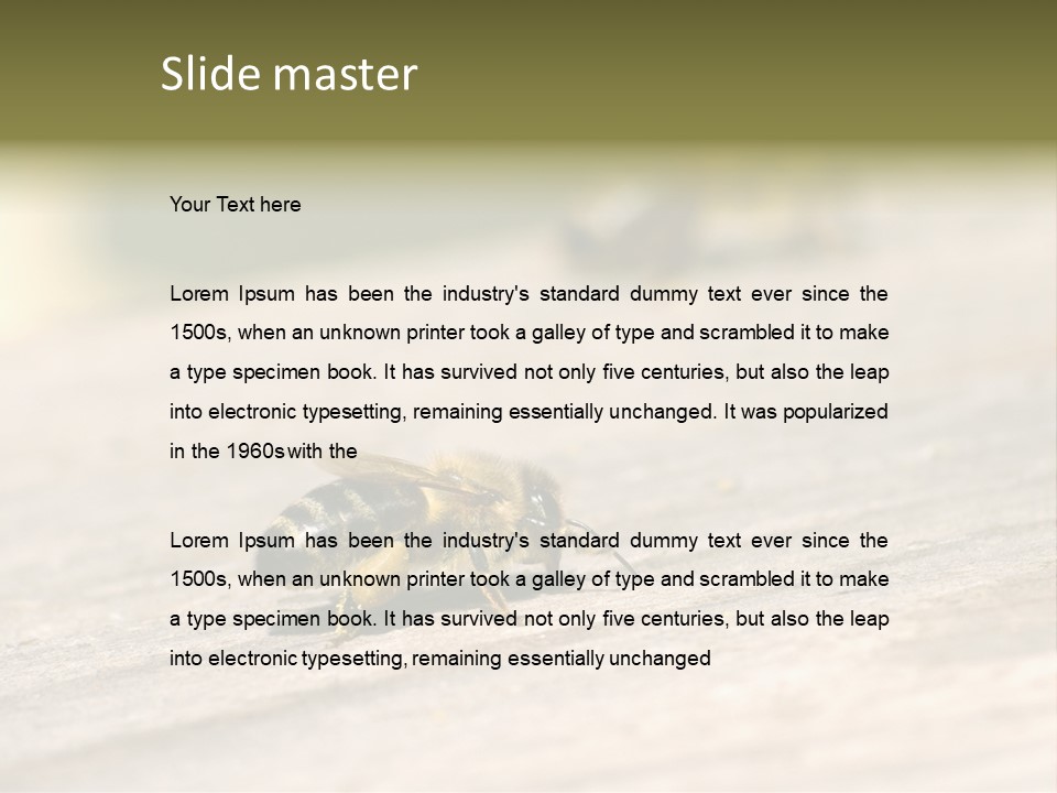 A Group Of Bees Sitting On Top Of A Wooden Table PowerPoint Template