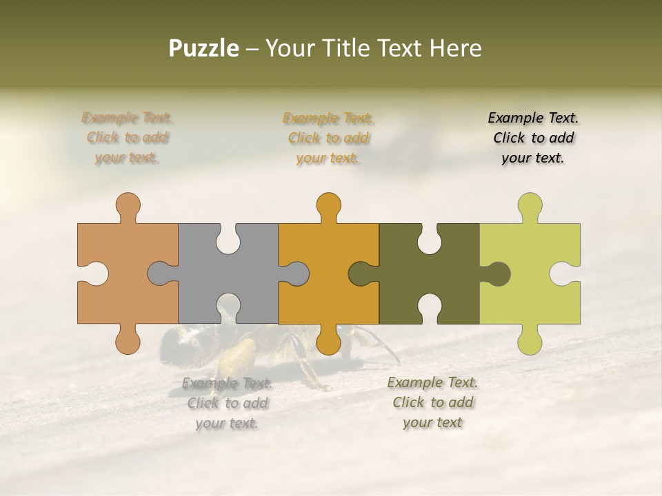 A Group Of Bees Sitting On Top Of A Wooden Table PowerPoint Template