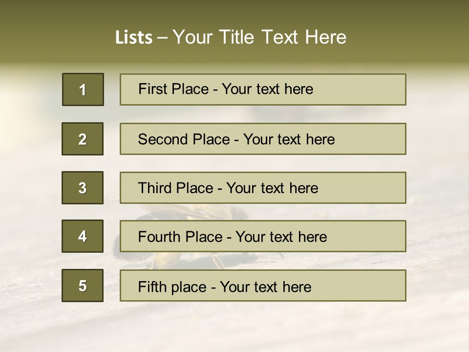 A Group Of Bees Sitting On Top Of A Wooden Table PowerPoint Template