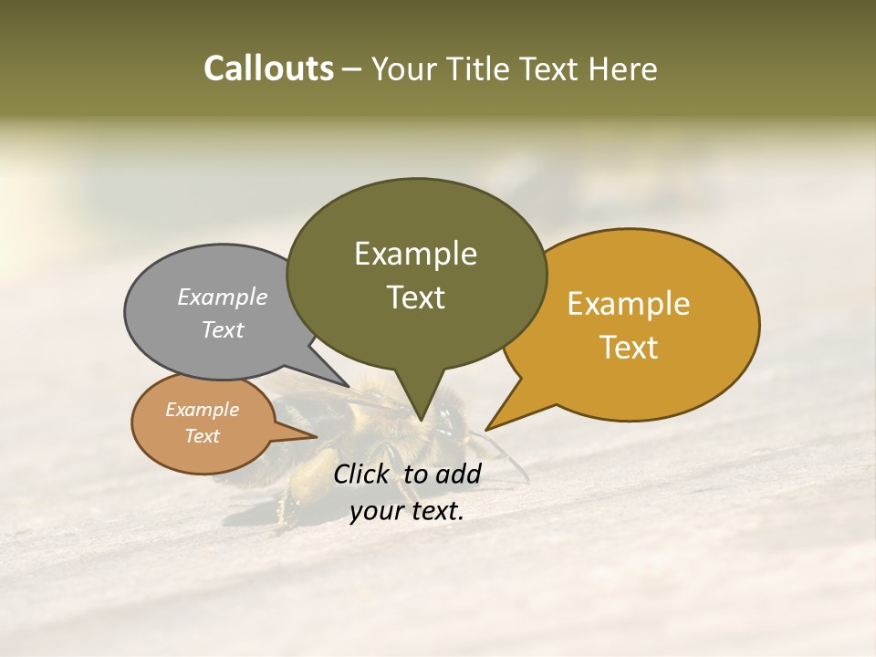 A Group Of Bees Sitting On Top Of A Wooden Table PowerPoint Template