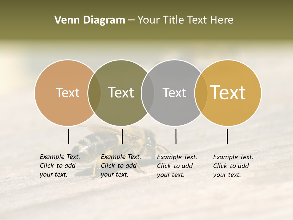 A Group Of Bees Sitting On Top Of A Wooden Table PowerPoint Template