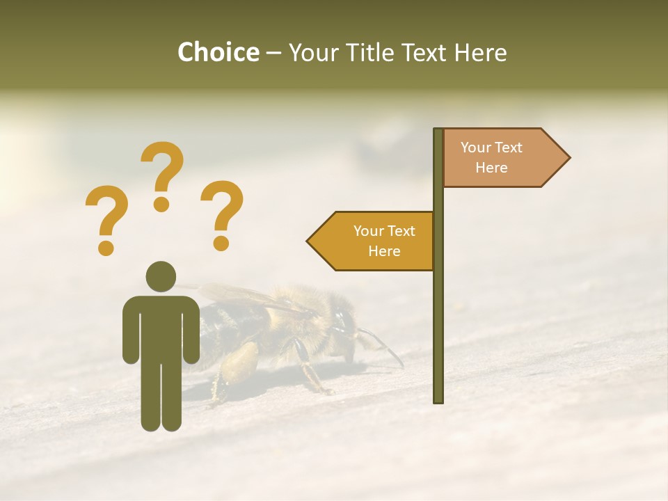 A Group Of Bees Sitting On Top Of A Wooden Table PowerPoint Template