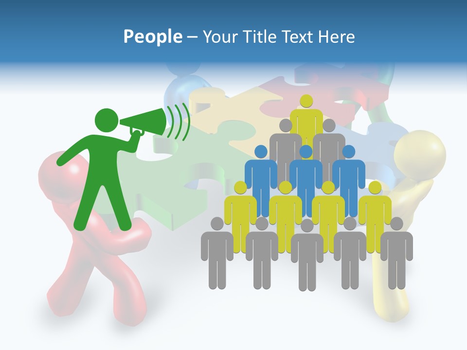 A Group Of People Standing Around A Puzzle Piece PowerPoint Template