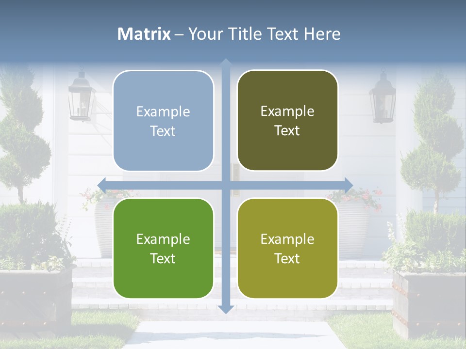A White House With Potted Plants And A White Door PowerPoint Template