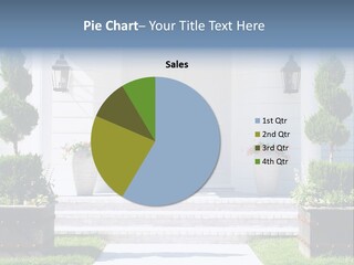 A White House With Potted Plants And A White Door PowerPoint Template