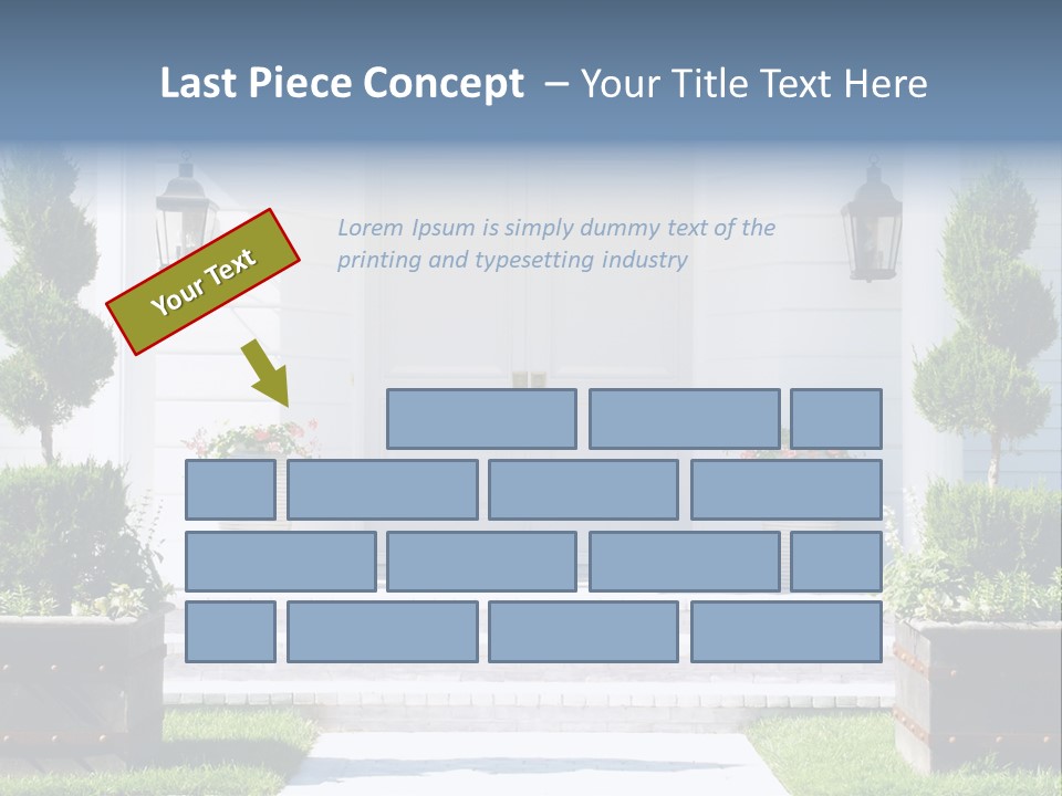 A White House With Potted Plants And A White Door PowerPoint Template
