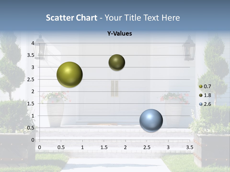 A White House With Potted Plants And A White Door PowerPoint Template
