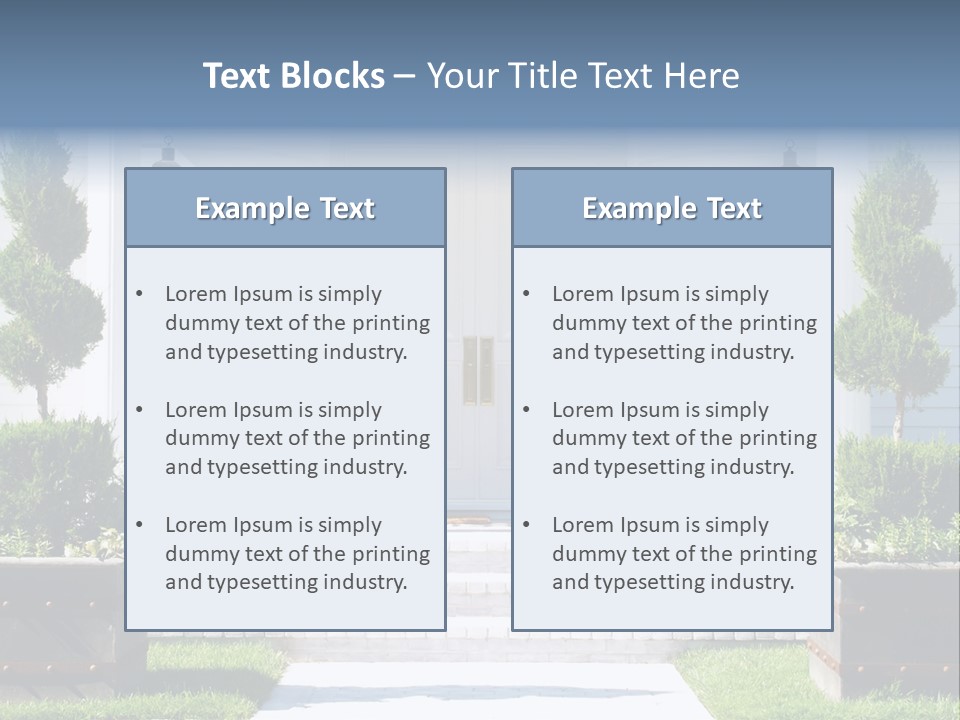 A White House With Potted Plants And A White Door PowerPoint Template