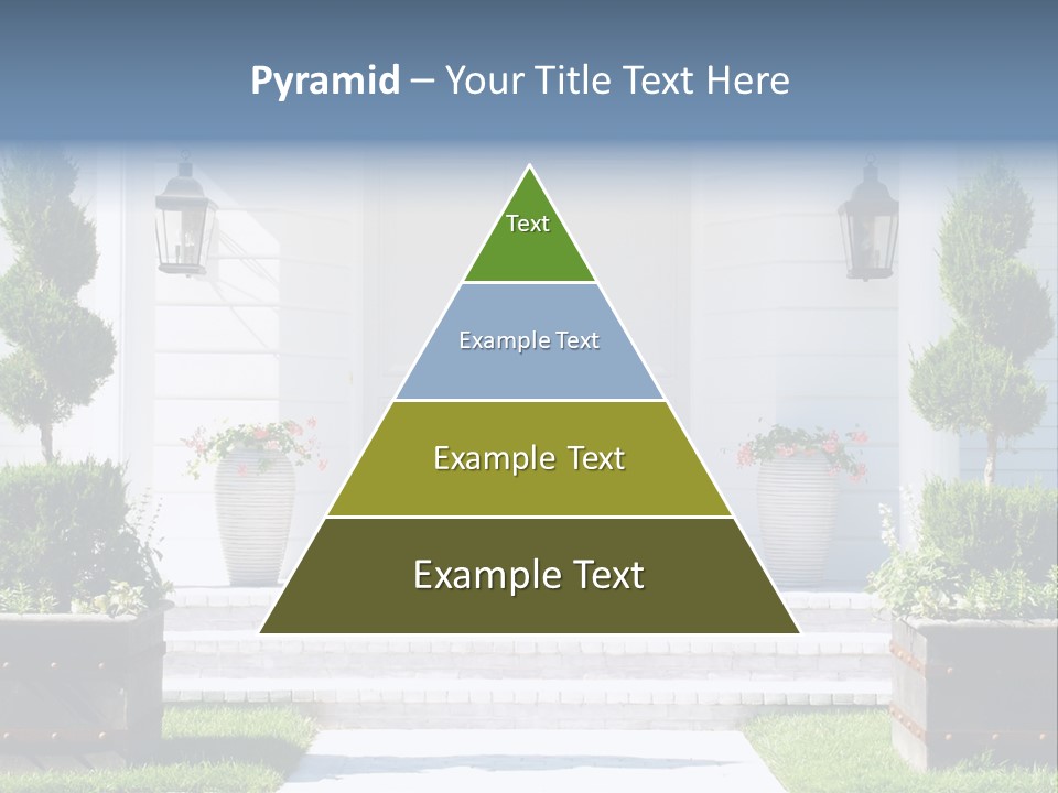 A White House With Potted Plants And A White Door PowerPoint Template