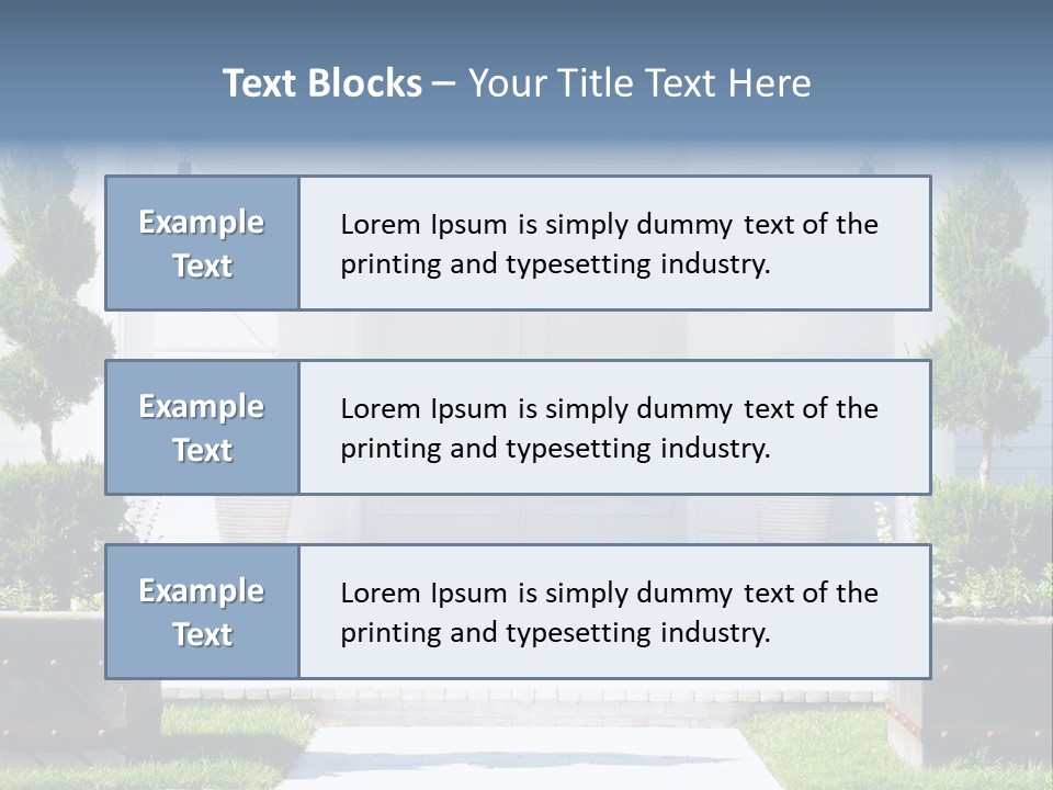 A White House With Potted Plants And A White Door PowerPoint Template