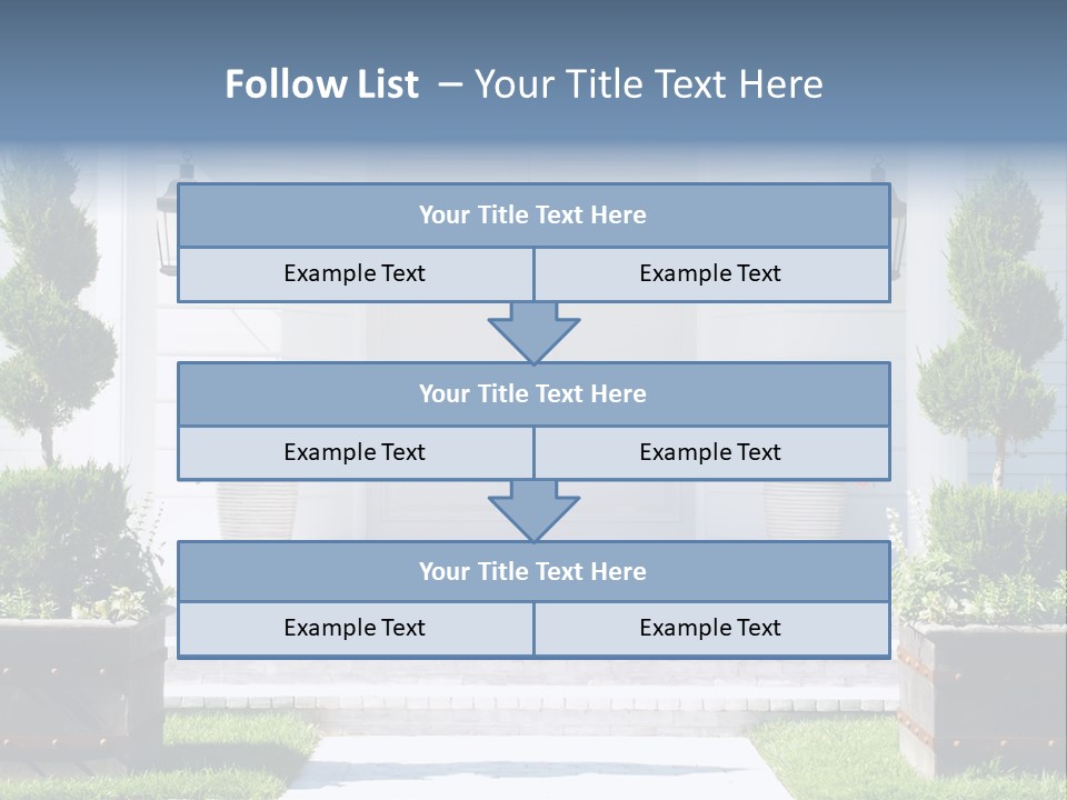 A White House With Potted Plants And A White Door PowerPoint Template