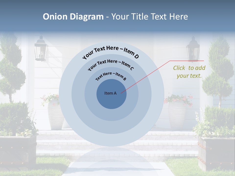 A White House With Potted Plants And A White Door PowerPoint Template