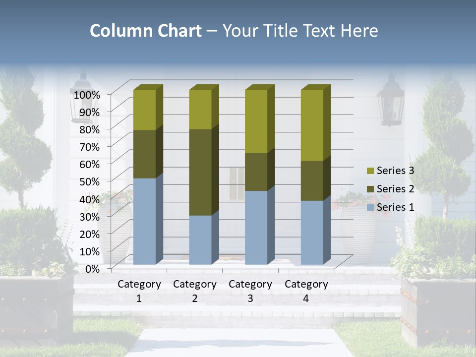 A White House With Potted Plants And A White Door PowerPoint Template