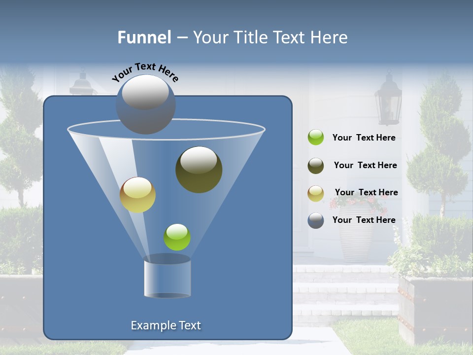 A White House With Potted Plants And A White Door PowerPoint Template