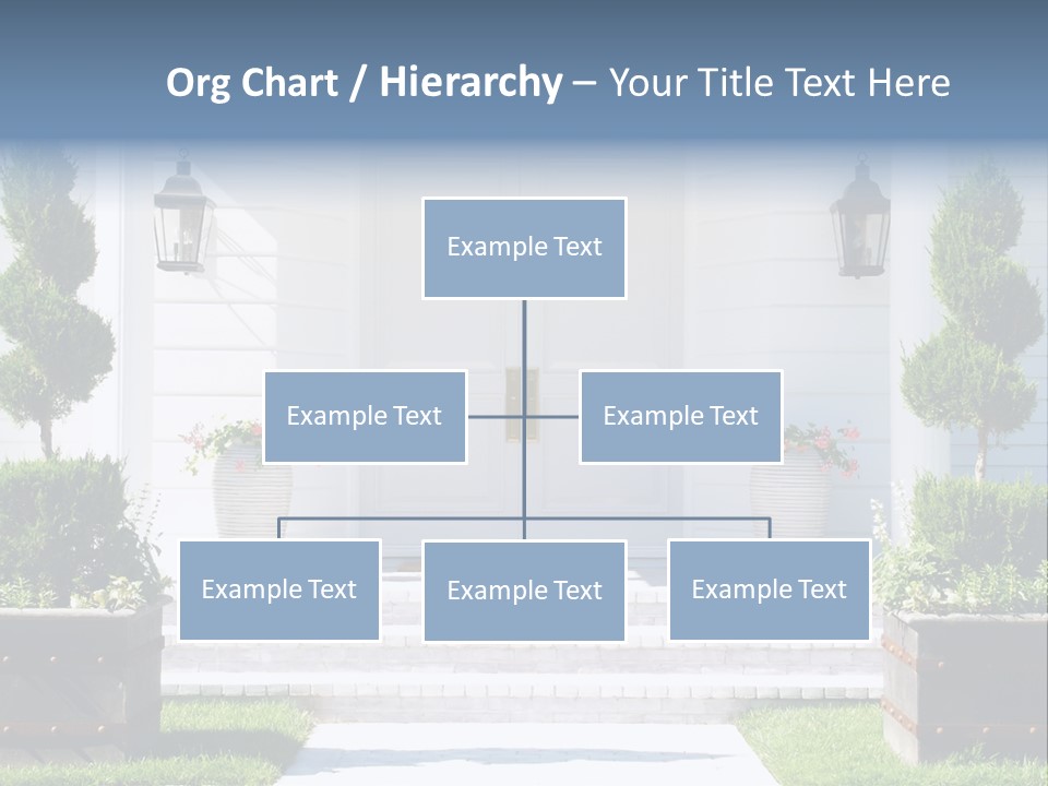 A White House With Potted Plants And A White Door PowerPoint Template