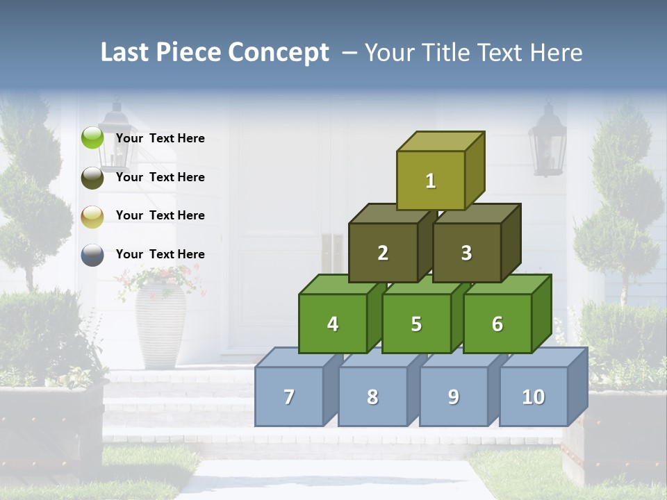 A White House With Potted Plants And A White Door PowerPoint Template