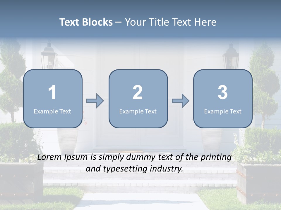 A White House With Potted Plants And A White Door PowerPoint Template