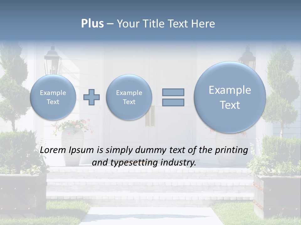 A White House With Potted Plants And A White Door PowerPoint Template