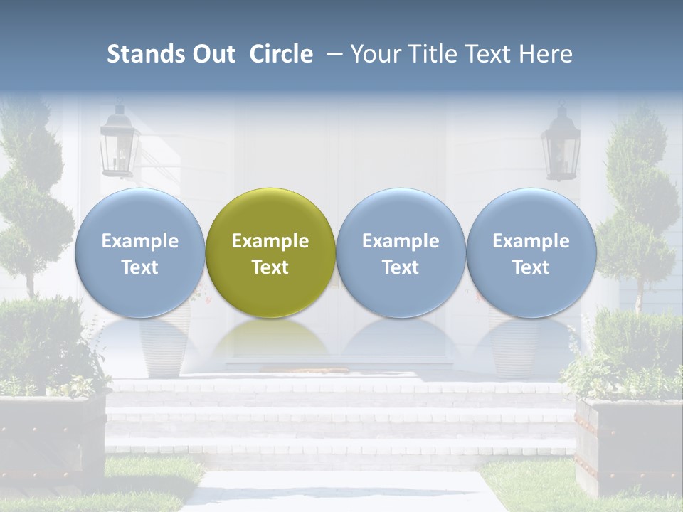 A White House With Potted Plants And A White Door PowerPoint Template
