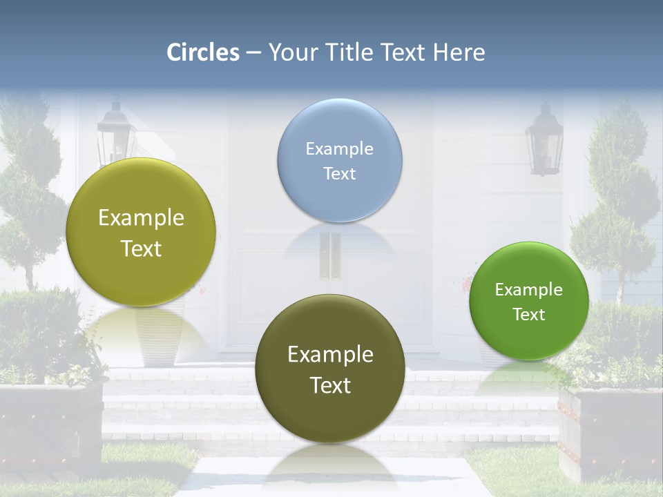 A White House With Potted Plants And A White Door PowerPoint Template